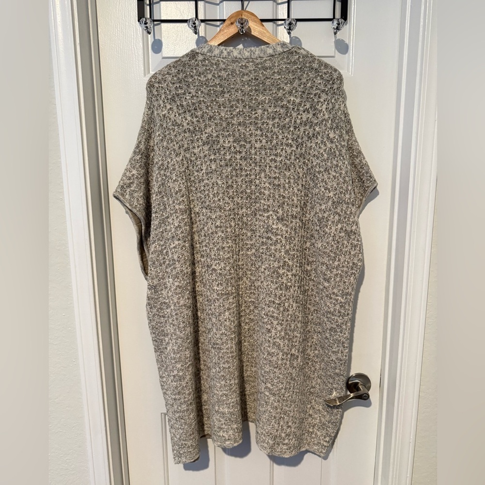 World Market One Size Kimono Cardigan Poncho Duster L XL 1X 2X 3X Pockets Taupe - Picture 4 of 12